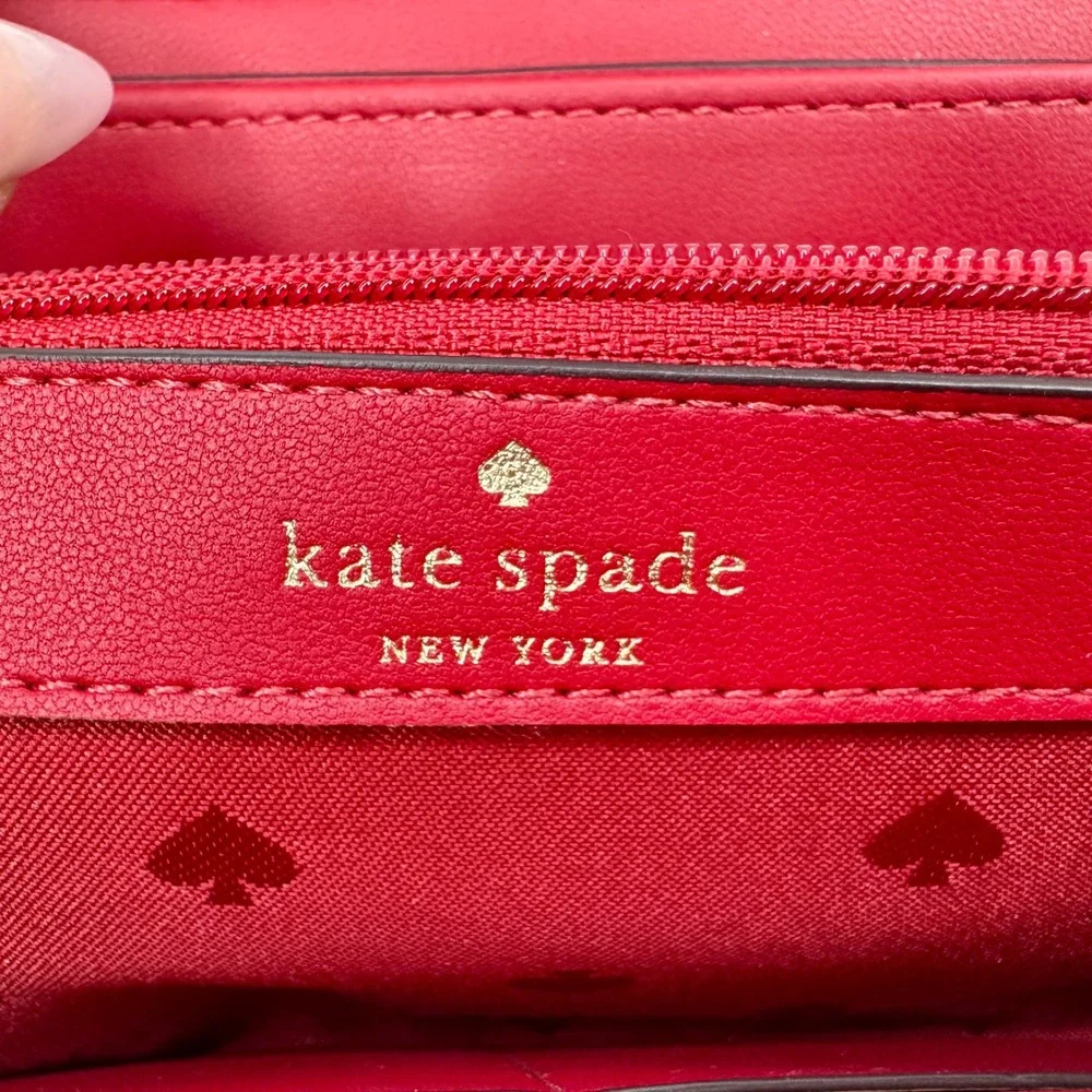 Kate Spade New York Staci Heart Large Continental Wallet Red White Zip Around
